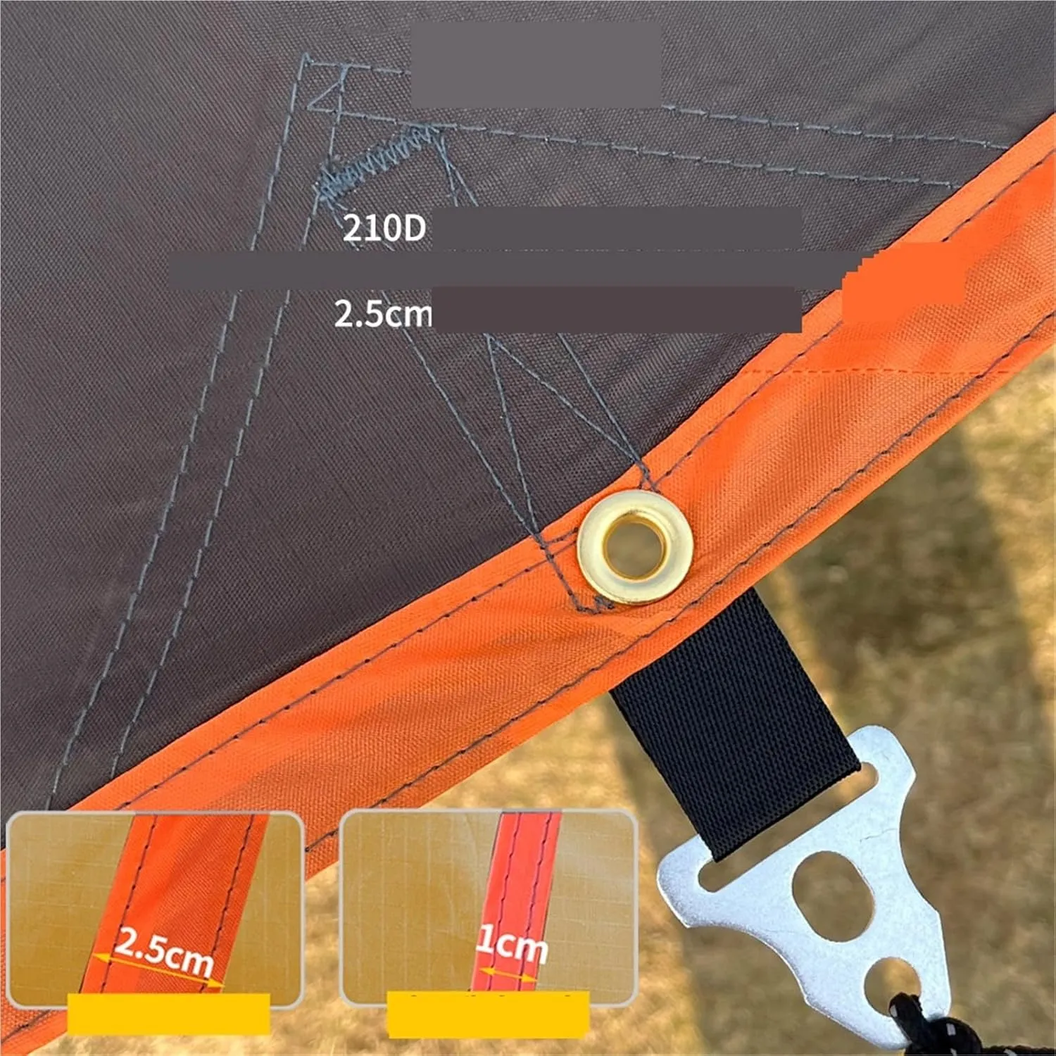 Large Camping Waterproof Tarp Oxford 4X6 Outdoor Canopy Sun Shelter Tent Tourist Awning Shade for Multiple People(Yellow with 2.8m Pole)