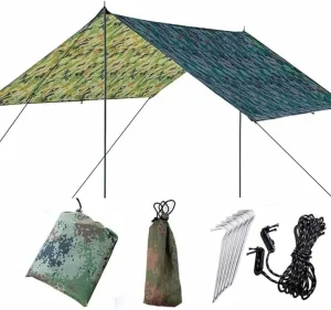 Large Hammock Waterproof Rain Fly Tent Tarp Lightweight Portable Waterproof Ripstop Easily Fold Sun Shelter Protection