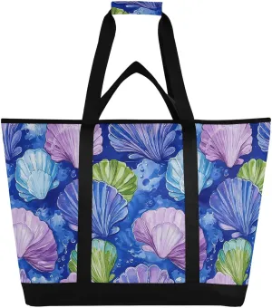 Large Insulated Cooler Bag Keeps Food Hot or Cold Foldable Reusable and Leak Proof Food Grocery Bag for Shopping Food Travel Beach Camping Dark Color Shell Art