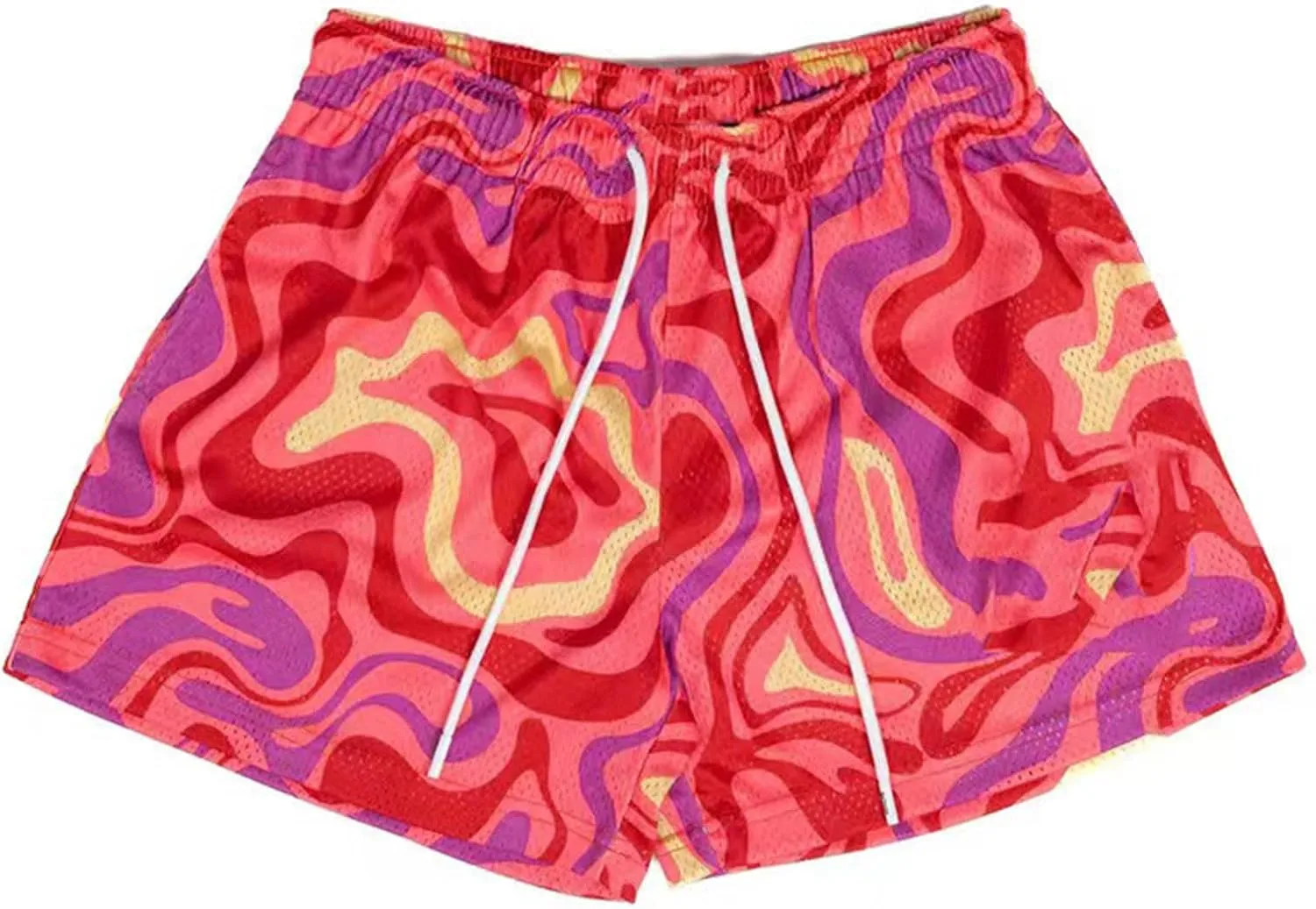 Lastesso Mens Shorts Trendy Printing Summer Athletic Workout Gym Boardshorts Elastic Waistband Lightweight Summer Shorts