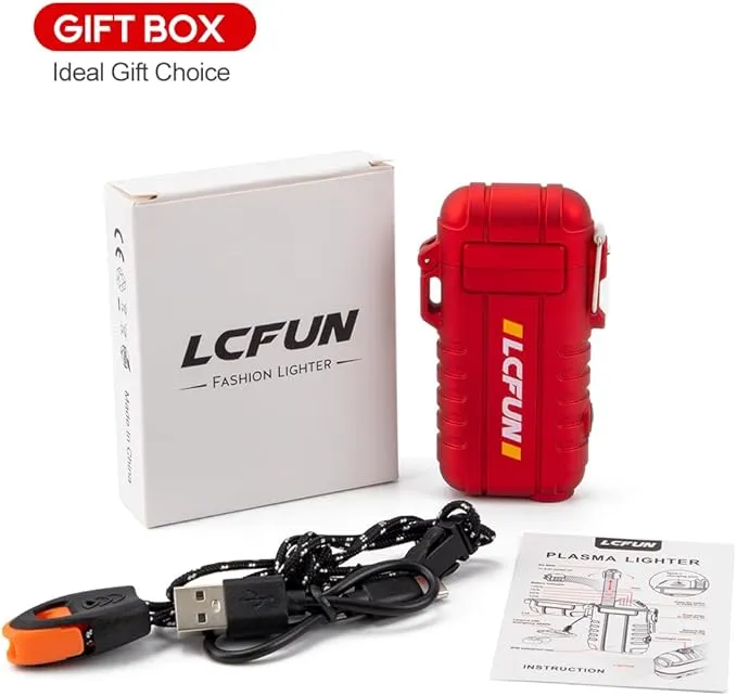 LcFun Electronic Lighter USB C Rechargeable Lighter Dual Arc Lighter Flexible Neck Plasma Lighter Electric Candle Lighter Waterproof Windproof Lighters USB C Lighter for Camping, Survival, Gas Stove