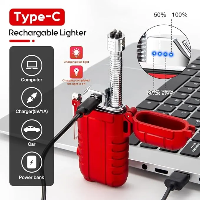 LcFun Electronic Lighter USB C Rechargeable Lighter Dual Arc Lighter Flexible Neck Plasma Lighter Electric Candle Lighter Waterproof Windproof Lighters USB C Lighter for Camping, Survival, Gas Stove