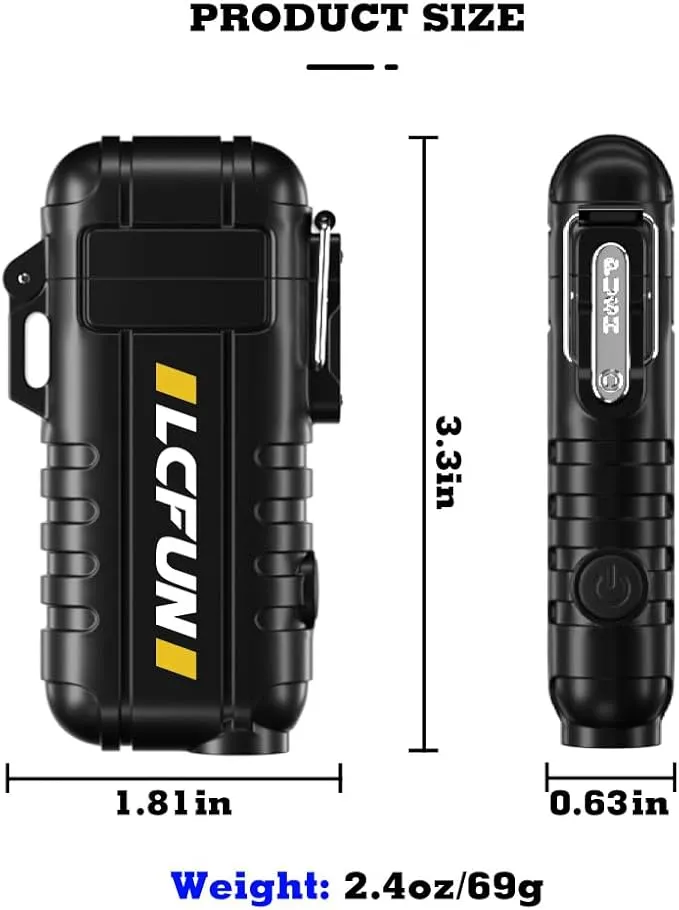 LcFun Rechargeable Lighter, USB C Electric Lighter, Plasma Lighters with LED Battery Display, Waterproof Windproof Lighters, Arc Lighter for Candle, Camping, Survival, Hiking, Outdoor, BBQ, Gas Stove