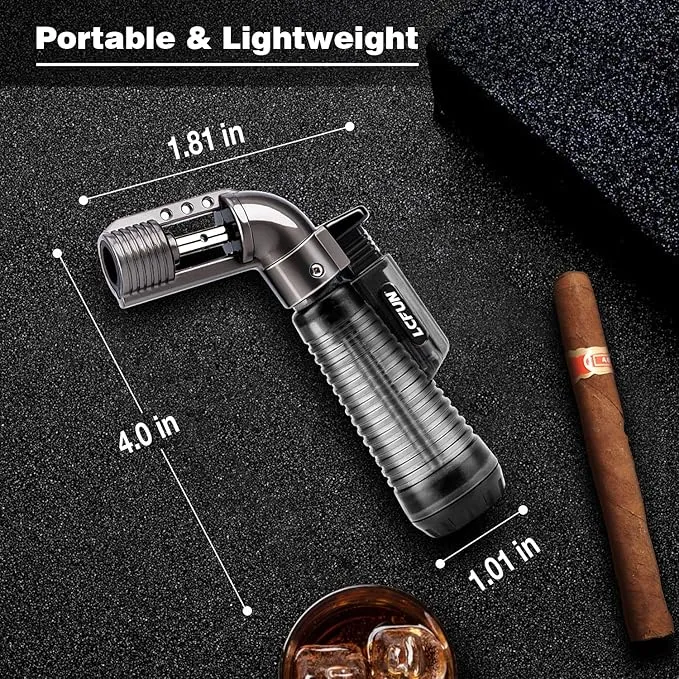 LcFun Torch Lighter 2 Pack Refillable Gas Butane Lighter Windproof Flame Lighter Single Jet Lighters Butane Torch Lighter for Candle, Campfire, Outdoor Fire Pit, Grill, Camping -Butane NOT Included