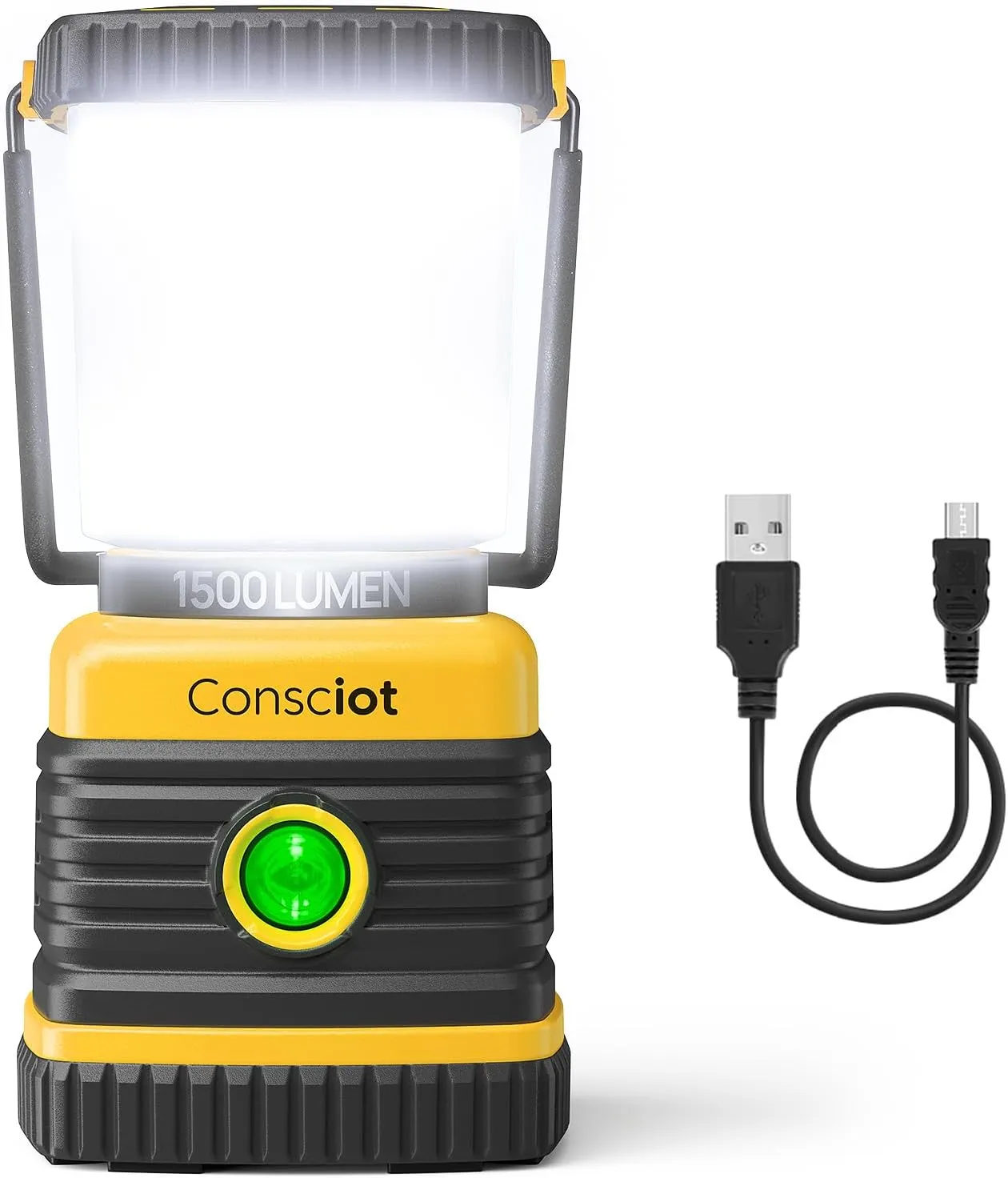 LED Camping Lantern, Consciot C02 USB-C Rechargeable Camping Lights, 1500LM, 5 Light Modes, 8800mAh Power Bank, Up to 100H Run Time, IPX4 Waterproof, Dimmable Tent Lights for Emergency, Power Outages