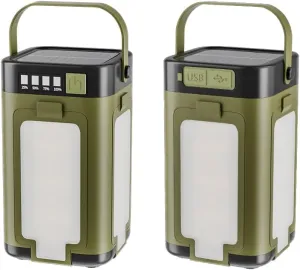 LED Camping Lantern Portable IPX4 Waterproof Camping Lamp Rechargeable with 2000mAh Solar Charging & LED Power Indicator Lantern with 6 Modes Portable Flashlight Tent Lights for Camping Hiking Fishing