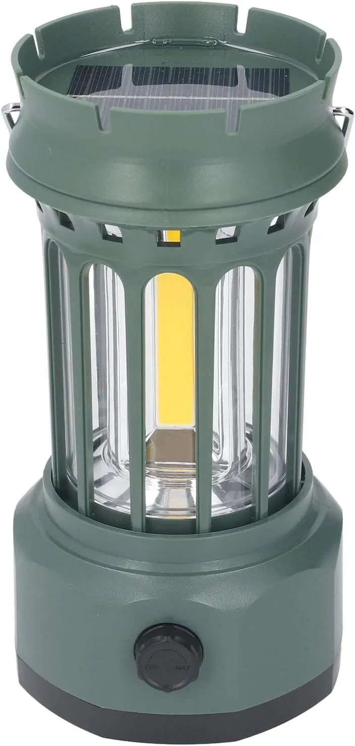 LED Camping Lantern, Solar Battery Powered Rechargeable Camping Light for Outages, Survival Kits, USB Charging, European Style Design, Lightweight