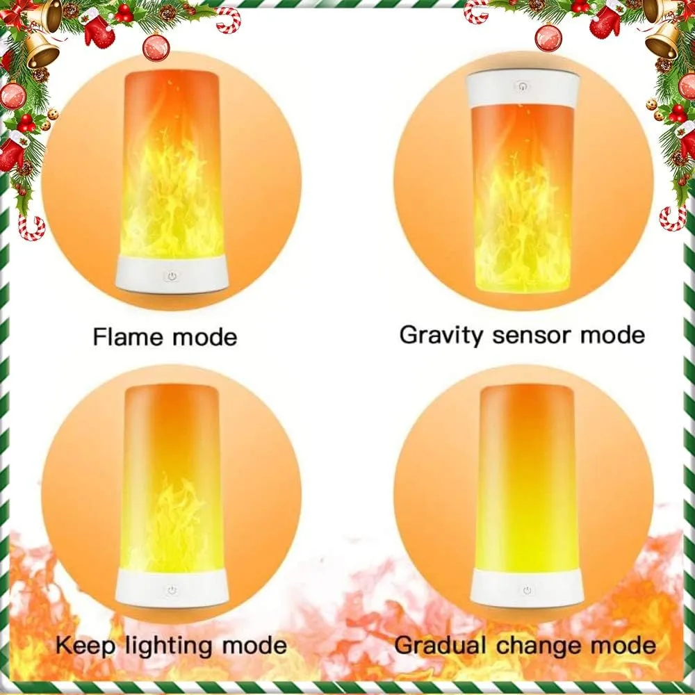 LED Flame Effect Light, Flame Lamp 4 Modes USB Rechargeable Fire Lights Indoor Campfire Outdoor Decorative Lantern Hanging Lamps Fireplace Romantic Light for Home Party Camping Bar