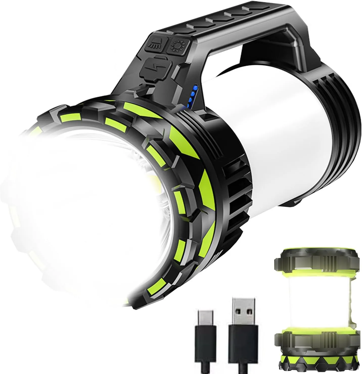 LED Lantern Big Searchlights Spotlight, 6 Modes 20000LM Rechargeable Handheld LED Flashlights, Camping Hunting Lamp Portable Work Lights for Indoor Outdoor Emergency