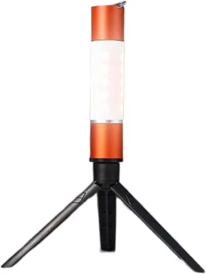 LED Telescopic Flashlight USB Rechargeable with Tripod Zoomable LED Torch Camping Tent Lamp Outdoor Night Light Hanging Lantern(Orange - with Stand)