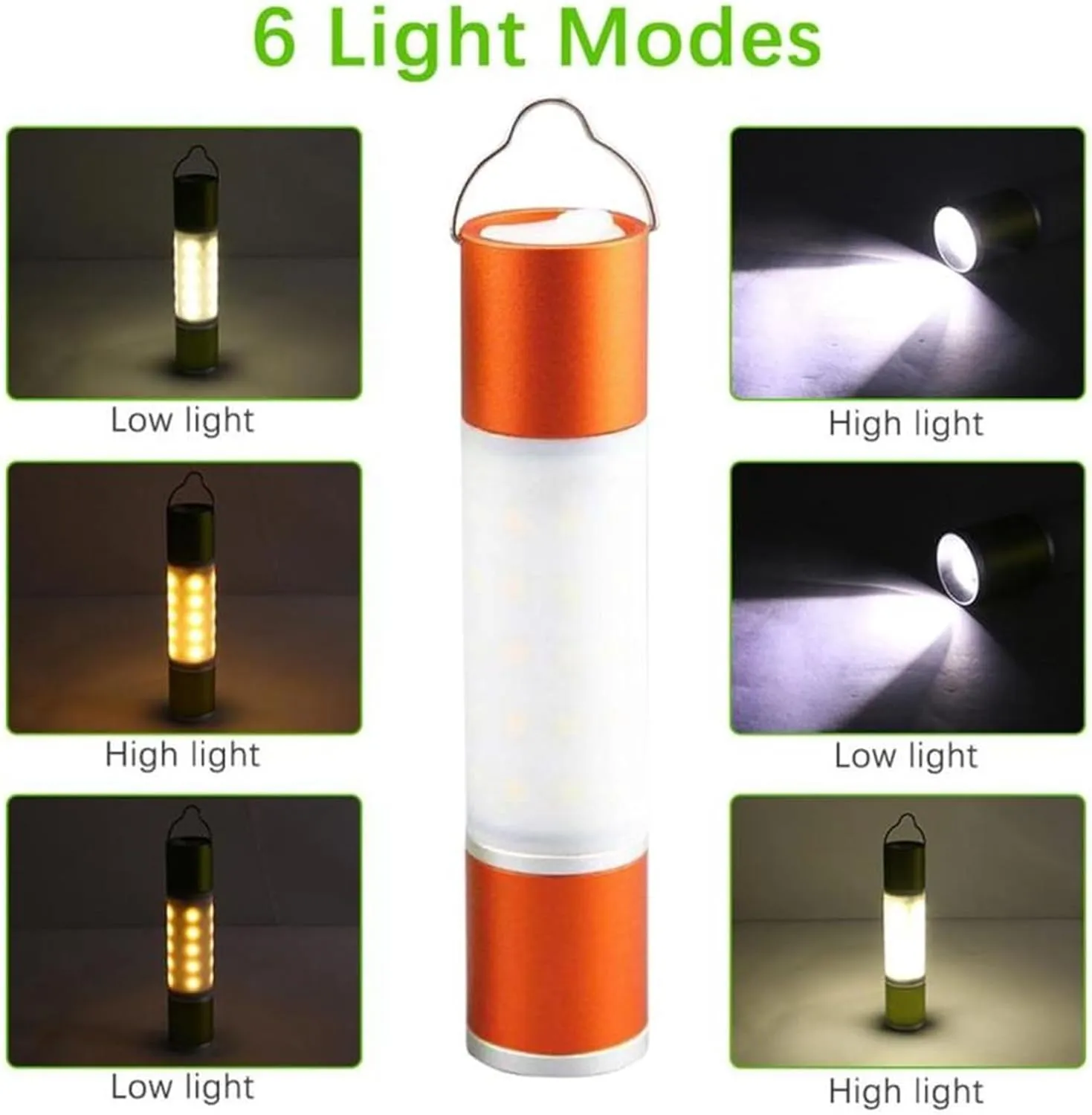LED Telescopic Flashlight USB Rechargeable with Tripod Zoomable LED Torch Camping Tent Lamp Outdoor Night Light Hanging Lantern(Orange - with Stand)