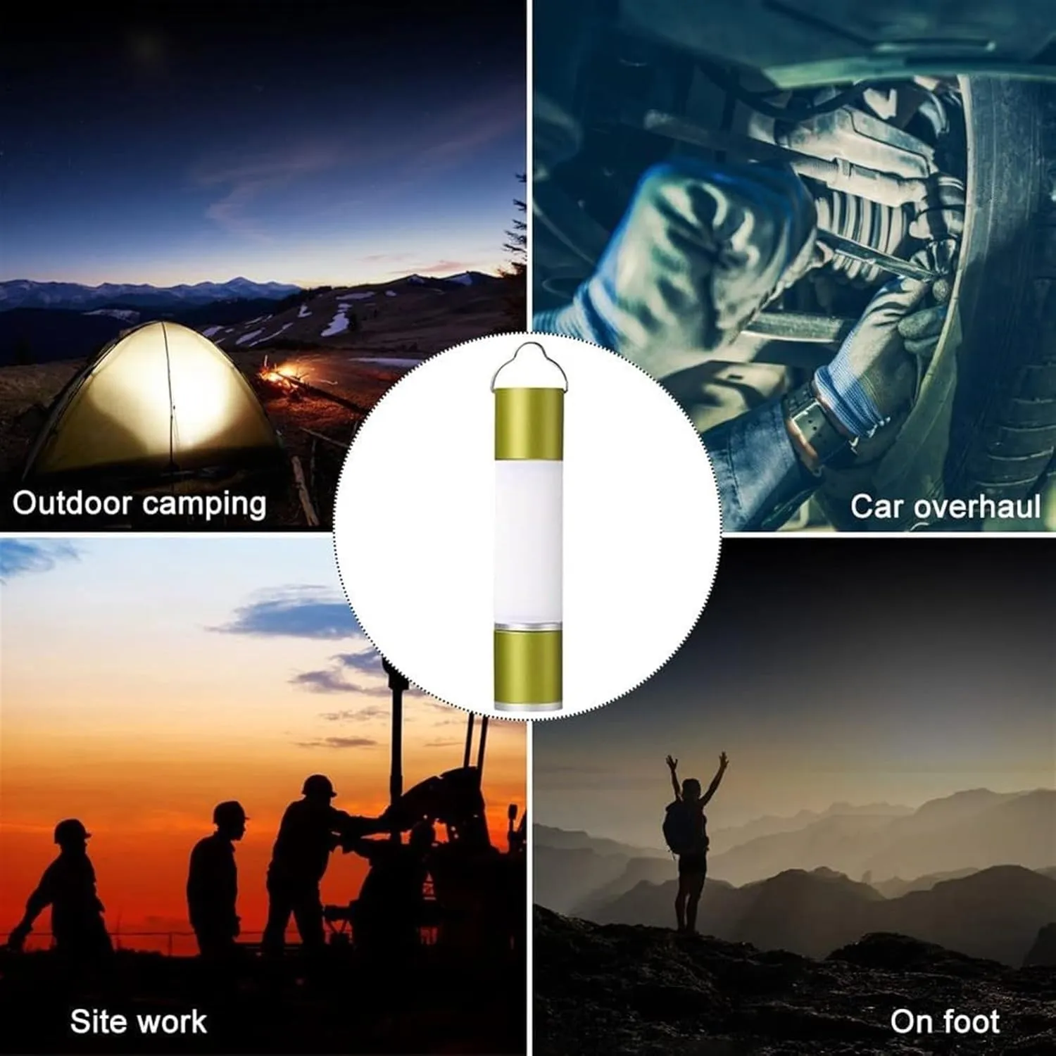 LED Telescopic Flashlight USB Rechargeable with Tripod Zoomable LED Torch Camping Tent Lamp Outdoor Night Light Hanging Lantern(Orange - with Stand)