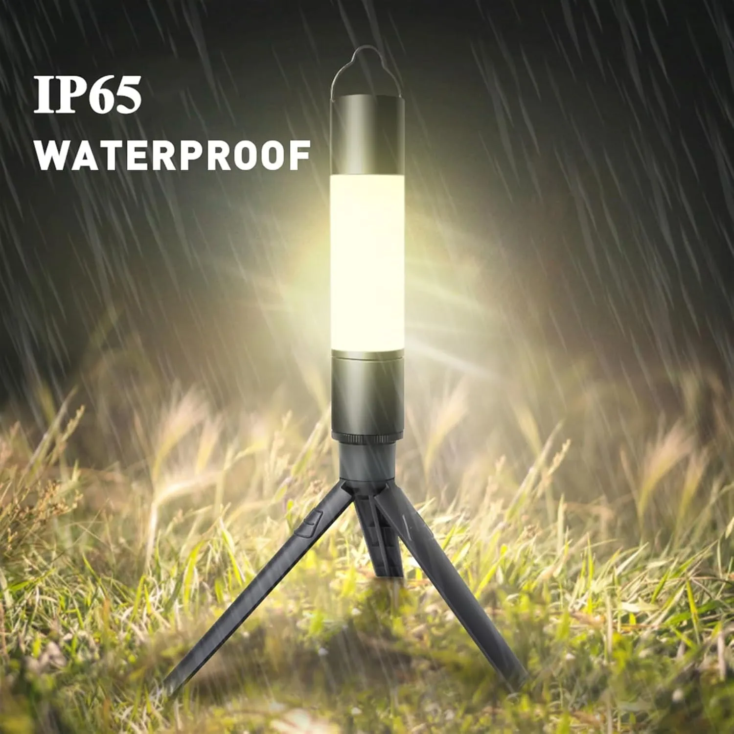 LED Telescopic Flashlight USB Rechargeable with Tripod Zoomable LED Torch Camping Tent Lamp Outdoor Night Light Hanging Lantern(Orange - with Stand)