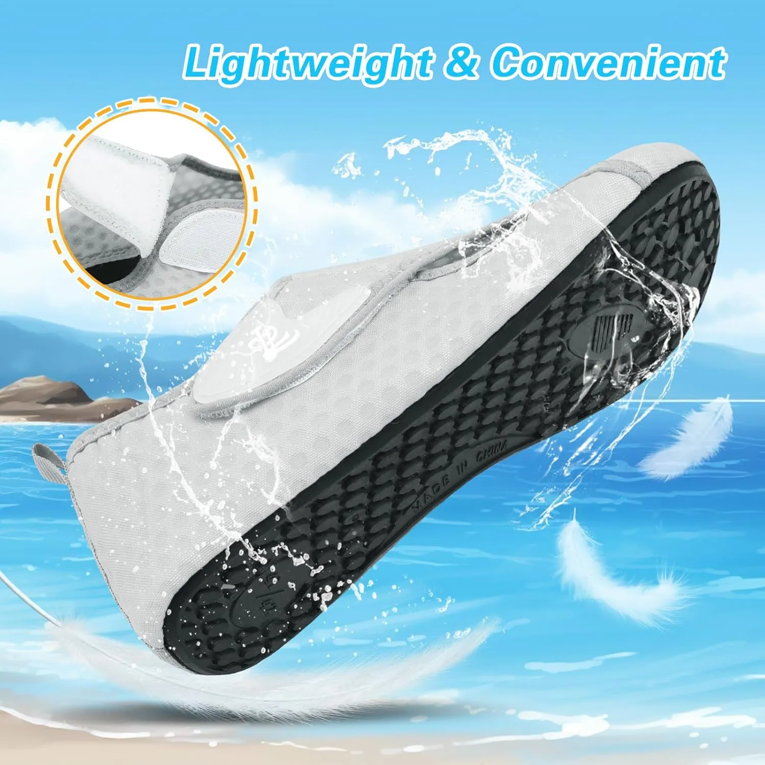 LeIsfIt Water Shoes for Women Men Wide Swim Beach Barefoot Shoes Quick Dry Aqua Socks for Pool Diving Boating River Yoga Lake Surf