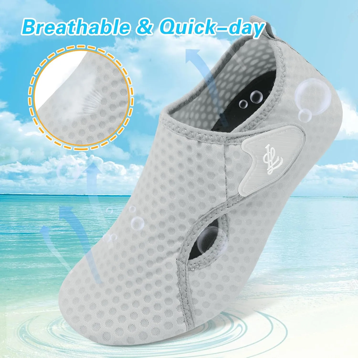 LeIsfIt Water Shoes for Women Men Wide Swim Beach Barefoot Shoes Quick Dry Aqua Socks for Pool Diving Boating River Yoga Lake Surf