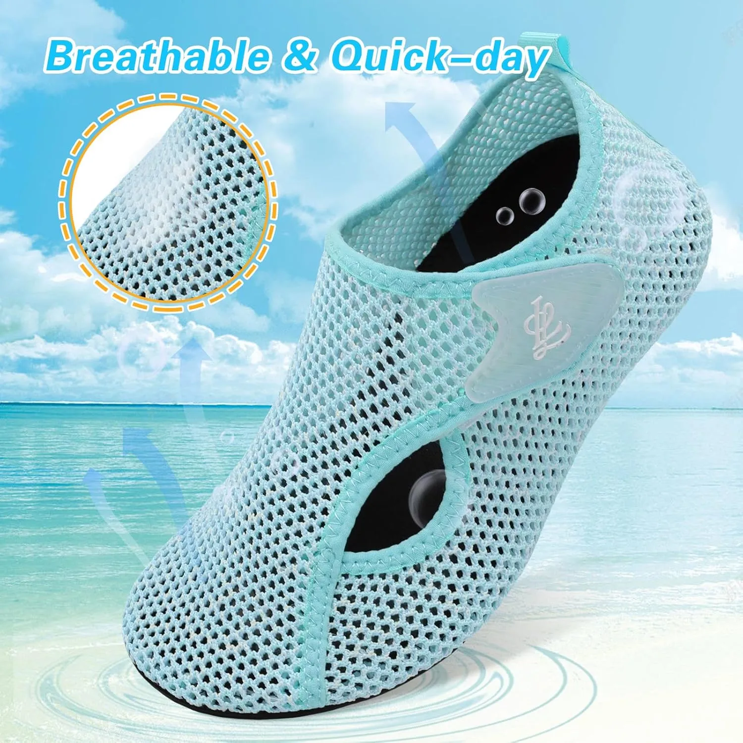 LeIsfIt Water Shoes for Women Men Wide Swim Beach Barefoot Shoes Quick Dry Aqua Socks for Pool Diving Boating River Yoga Lake Surf