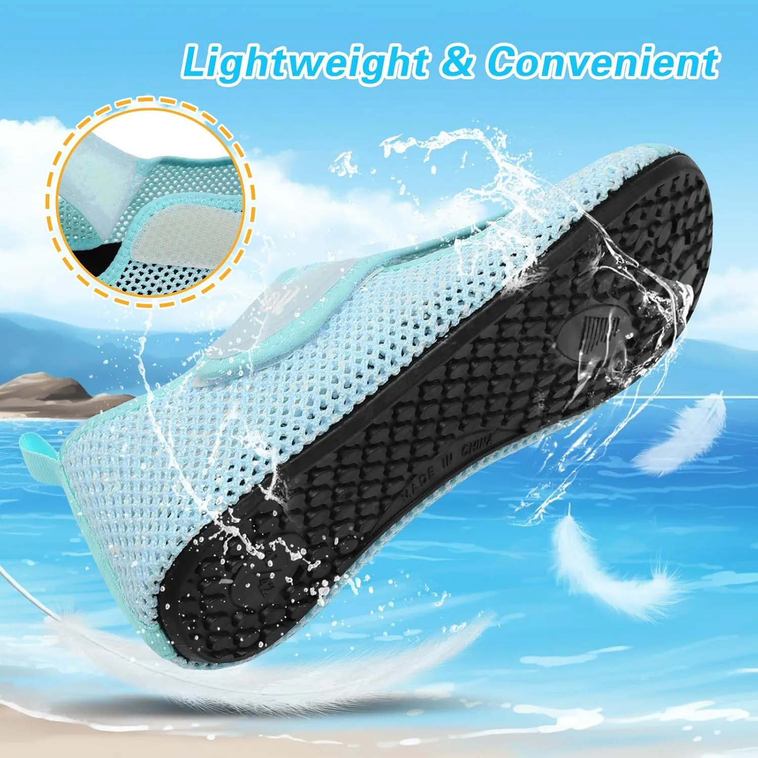 LeIsfIt Water Shoes for Women Men Wide Swim Beach Barefoot Shoes Quick Dry Aqua Socks for Pool Diving Boating River Yoga Lake Surf
