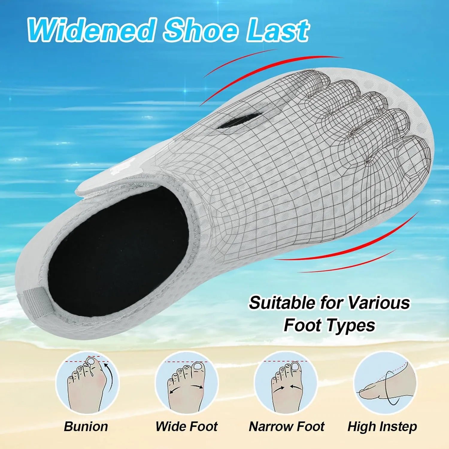 LeIsfIt Water Shoes for Women Men Wide Swim Beach Barefoot Shoes Quick Dry Aqua Socks for Pool Diving Boating River Yoga Lake Surf