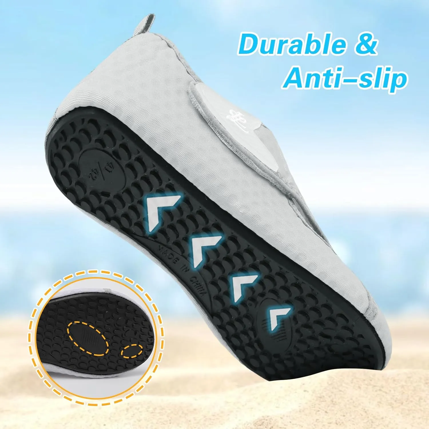 LeIsfIt Water Shoes for Women Men Wide Swim Beach Barefoot Shoes Quick Dry Aqua Socks for Pool Diving Boating River Yoga Lake Surf