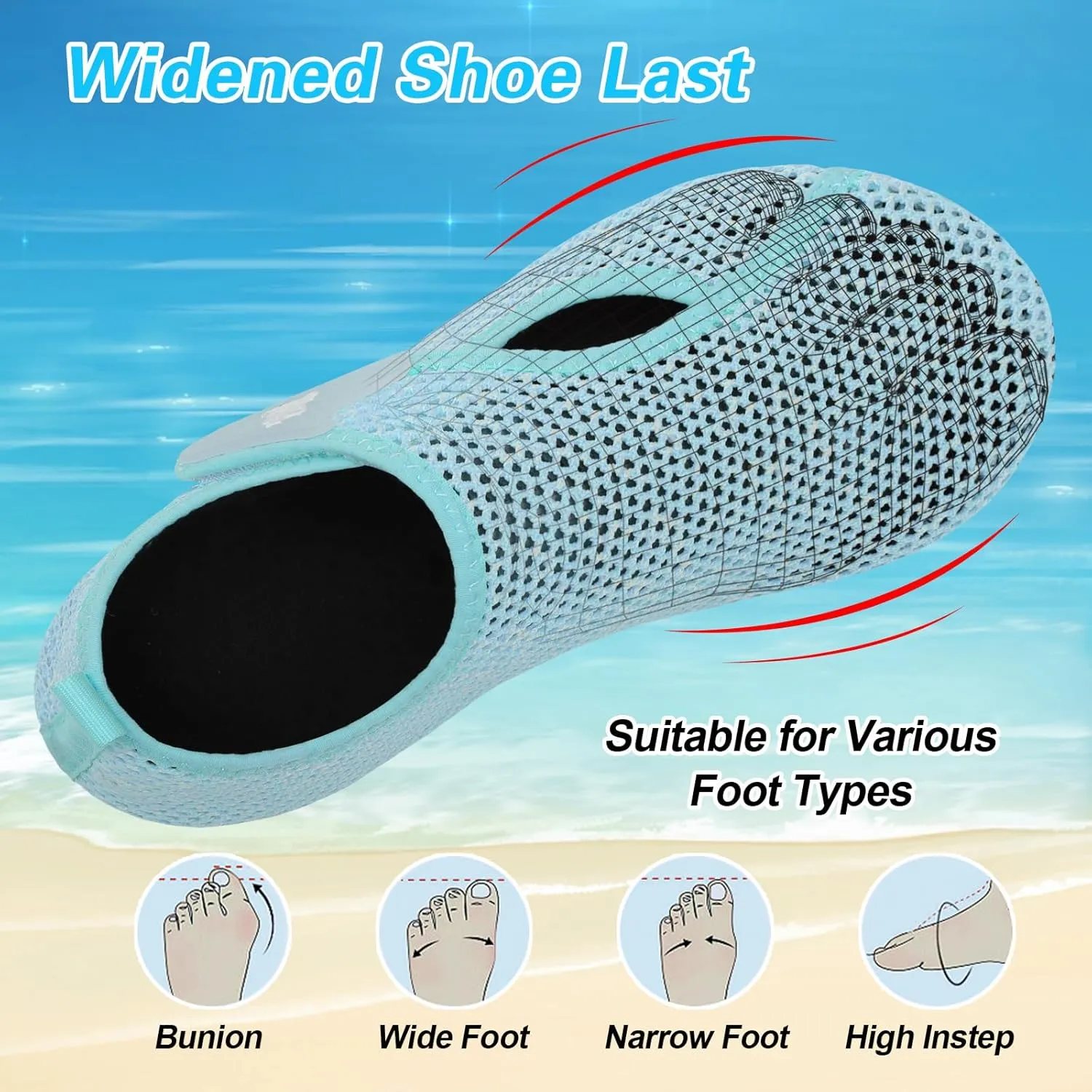 LeIsfIt Water Shoes for Women Men Wide Swim Beach Barefoot Shoes Quick Dry Aqua Socks for Pool Diving Boating River Yoga Lake Surf