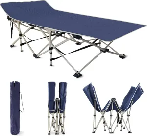 Leogreen Portable Folding Camping Cot for Adults Kids Sleeping, Outdoor Heavy Duty Cots Bed with Carrying Bag for Travelling Gear, Beach Vacation, Home Lounging, Office Nap, Max Load 330lbs
