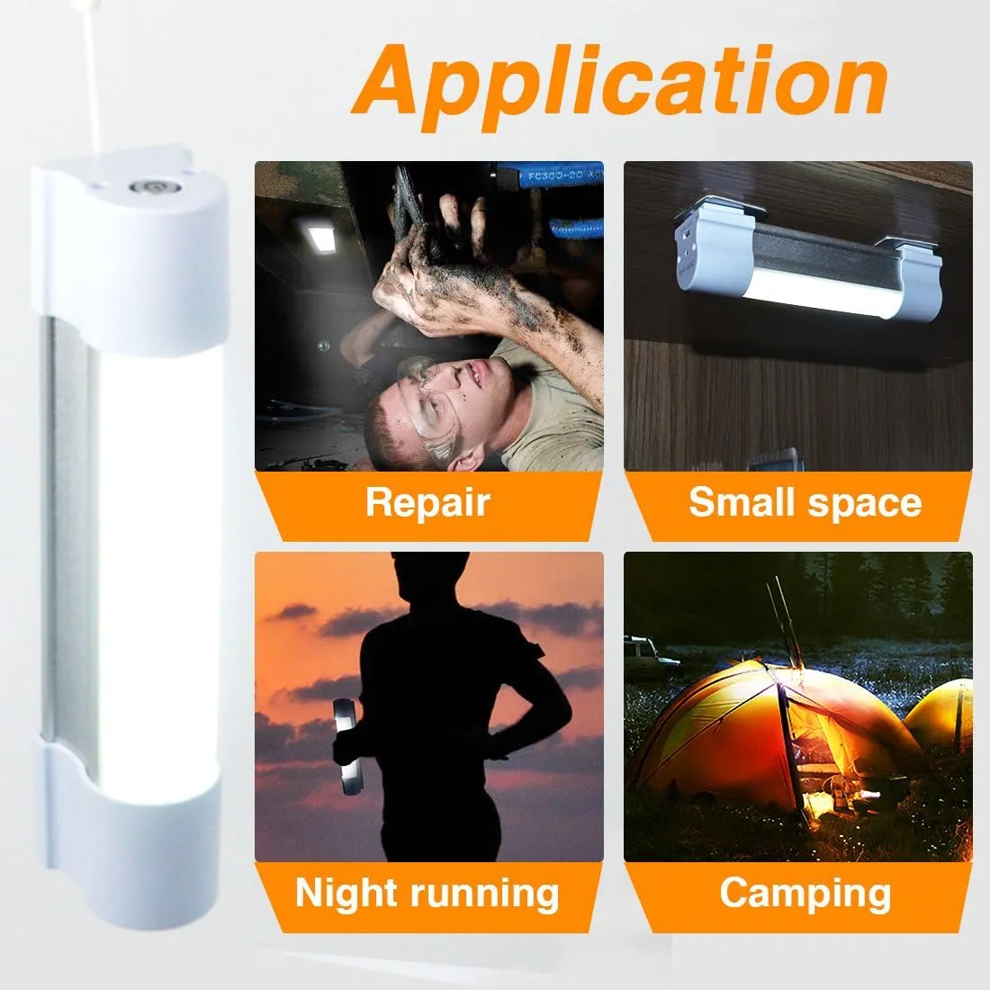LETOUR LED Tube Magnetic Light Bar Work Lights 2000 Lumens 2600mAh 5 Lighting Options Camping Lantern USB Rechargeable Portable Battery Powered Lights with 2 Magnets Endurance for 40 Hours