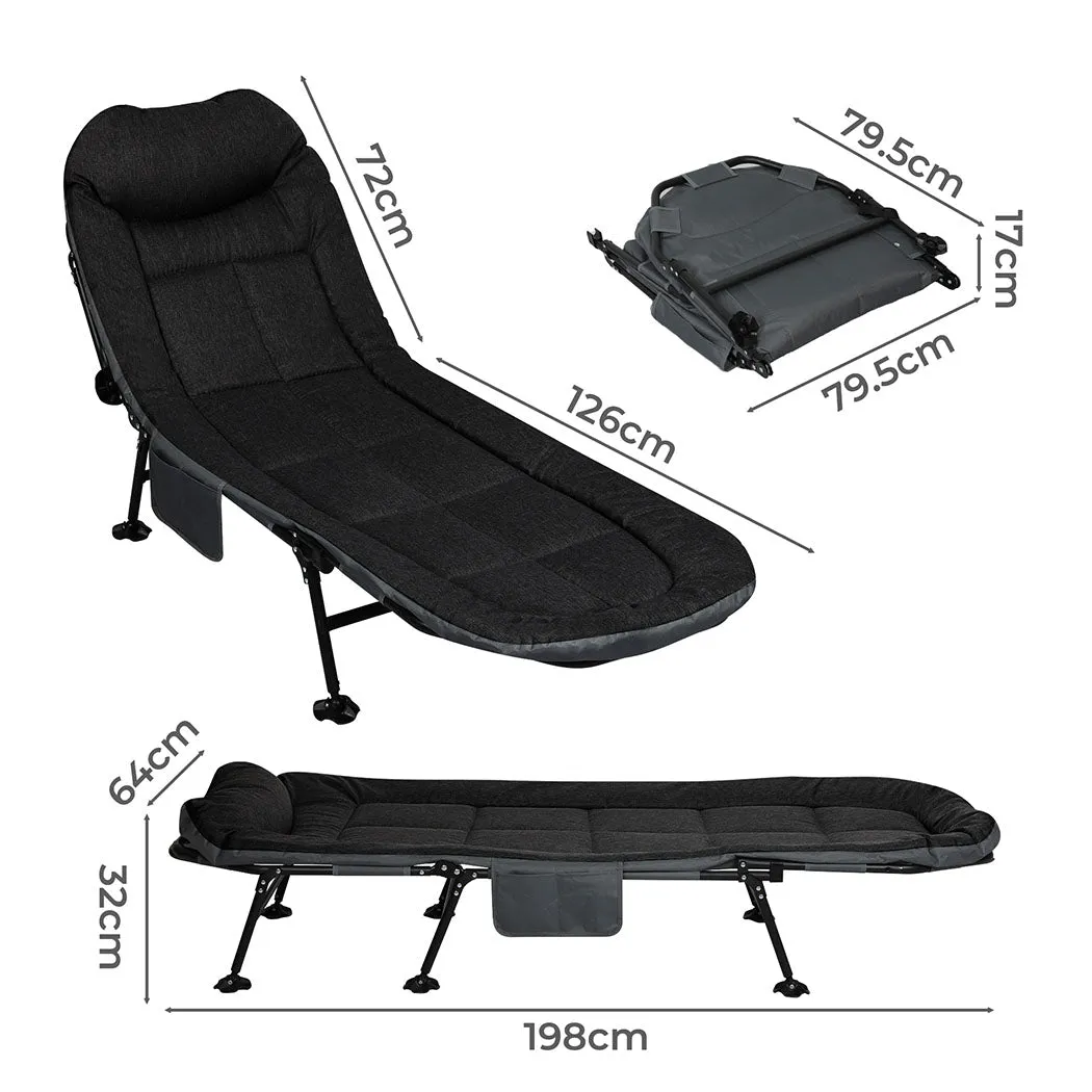 Levede Folding Camping Bed Camp Cots Black-NT_Metro