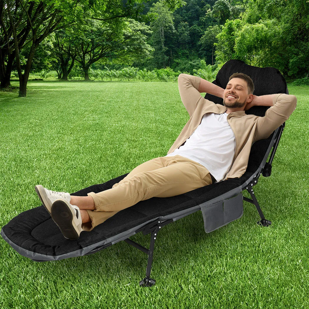 Levede Folding Camping Bed Camp Cots Black-REMOTE
