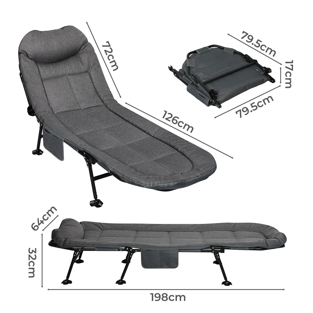 Levede Folding Camping Bed Camp Cots Dark Grey-NT_Rural