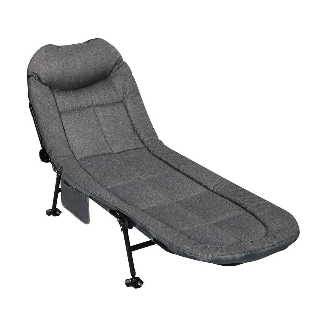 Levede Folding Camping Bed Camp Cots Dark Grey-NT_Rural