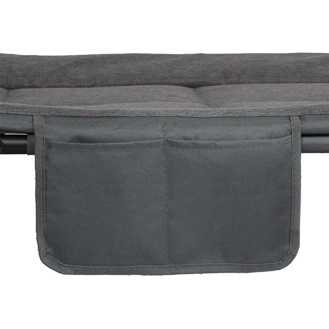 Levede Folding Camping Bed Camp Cots Dark Grey-NT_Rural