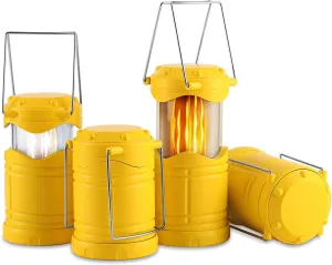 Lichamp 4 Pack LED Camping Lanterns, Collapsible Flameless Candles Tea Lights, Portable Battery Powered Camping Lights Emergency Supplies Kit, Yellow