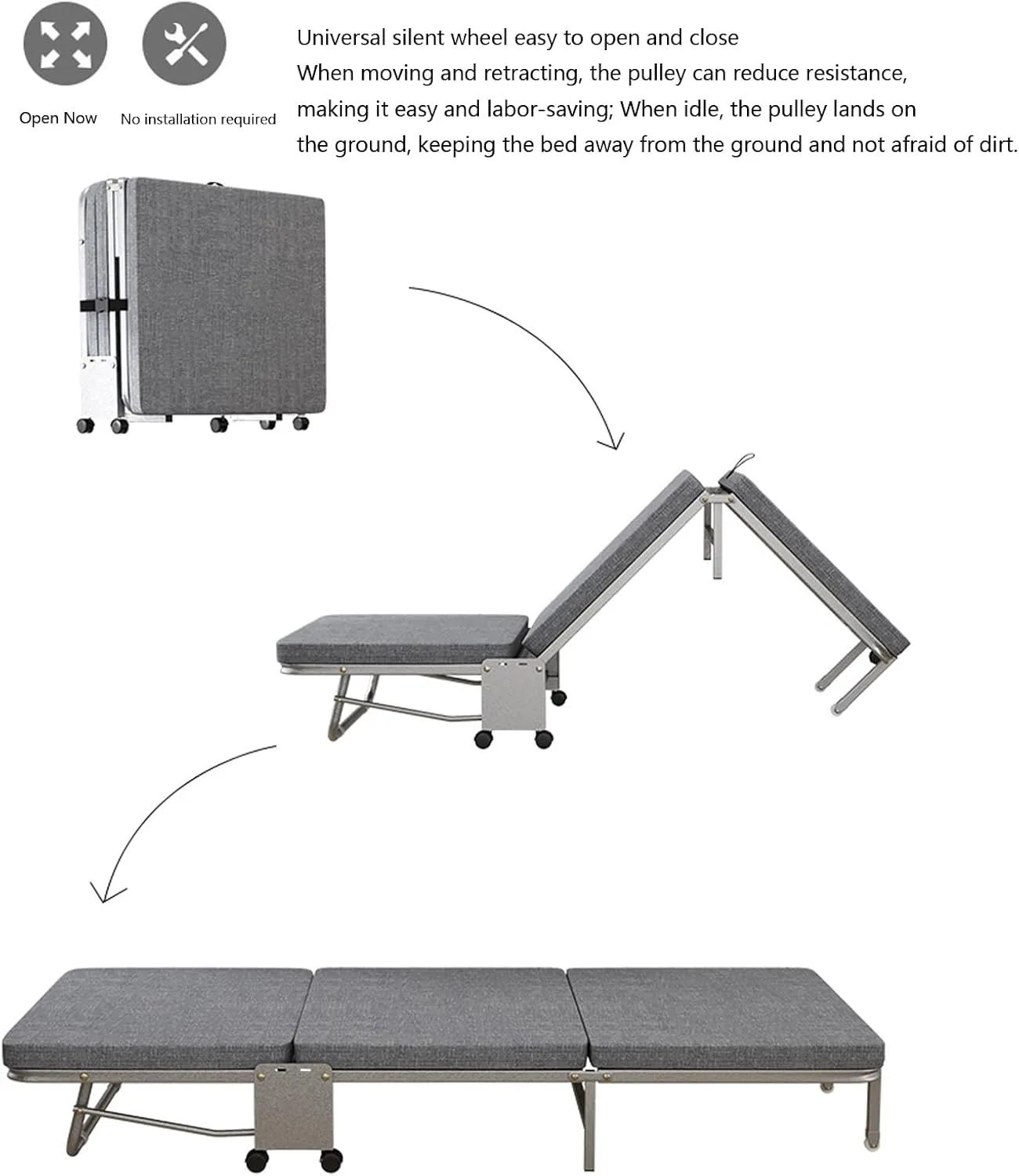 Lightweight Camping Cot with Mattress for Adults - Portable Folding Sleeping Cot - Office Bed with Wheels for Office Rest, Accompany, Take A Nap, and Sleep (Blue,31.5"X70.87"X9.45")