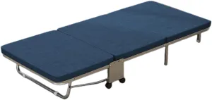 Lightweight Camping Cot with Mattress for Adults - Portable Folding Sleeping Cot - Office Bed with Wheels for Office Rest, Accompany, Take A Nap, and Sleep (Blue,31.5"X70.87"X9.45")