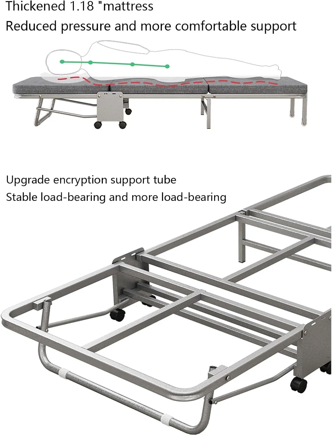 Lightweight Camping Cot with Mattress for Adults - Portable Folding Sleeping Cot - Office Bed with Wheels for Office Rest, Accompany, Take A Nap, and Sleep (Blue,31.5"X70.87"X9.45")