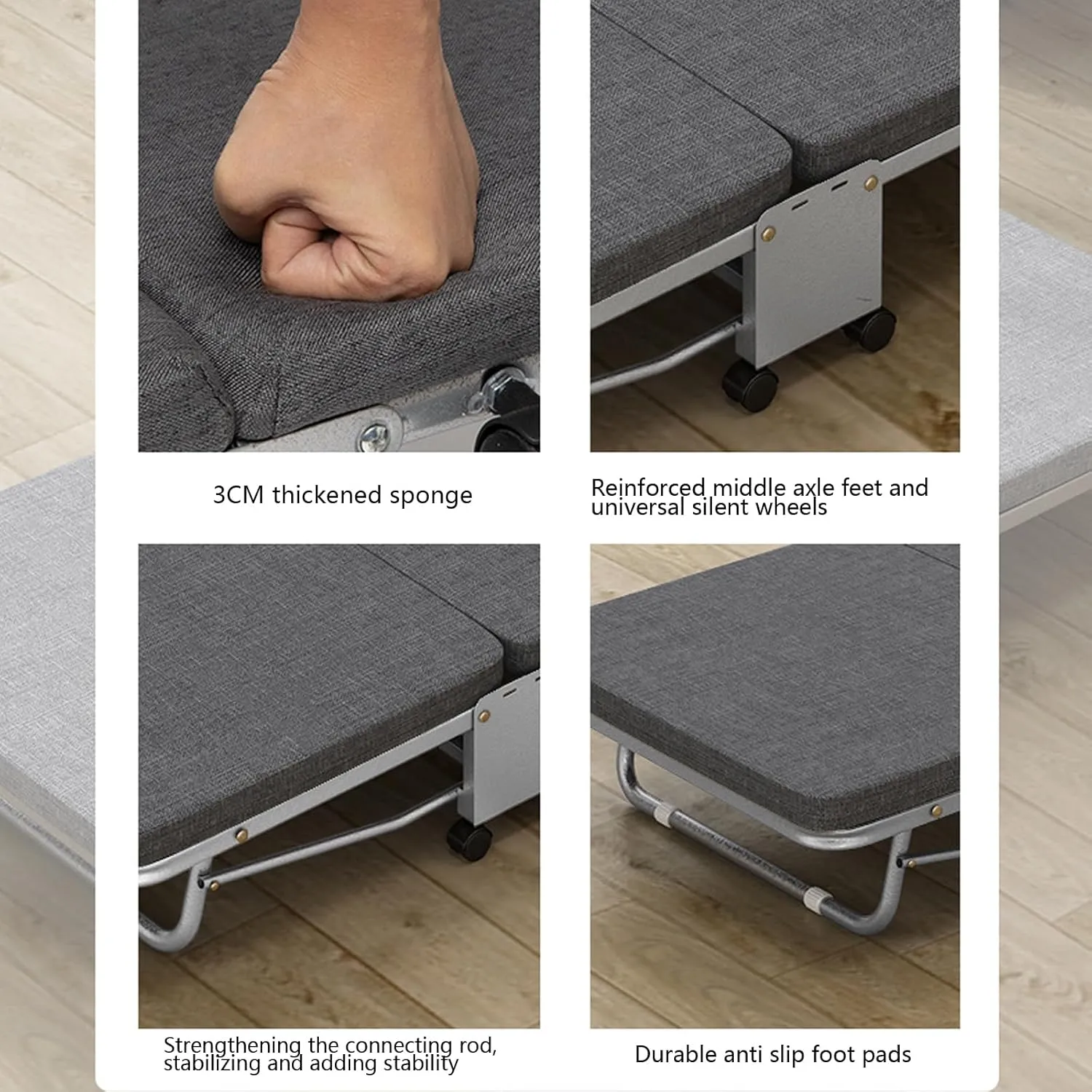 Lightweight Camping Cot with Mattress for Adults - Portable Folding Sleeping Cot - Office Bed with Wheels for Office Rest, Accompany, Take A Nap, and Sleep (Blue,31.5"X70.87"X9.45")
