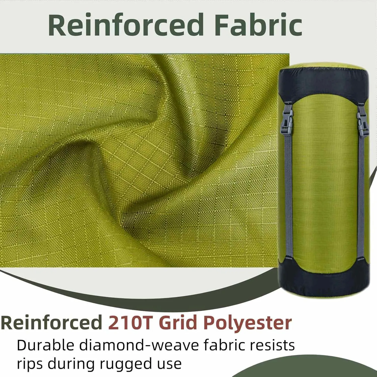 Lightweight Compression Sack,11L/18L/30L/45L/52L,Lightweight Sleeping Bag Compression Sack Great for Backpacking, Hiking and Camping,Black/Green.
