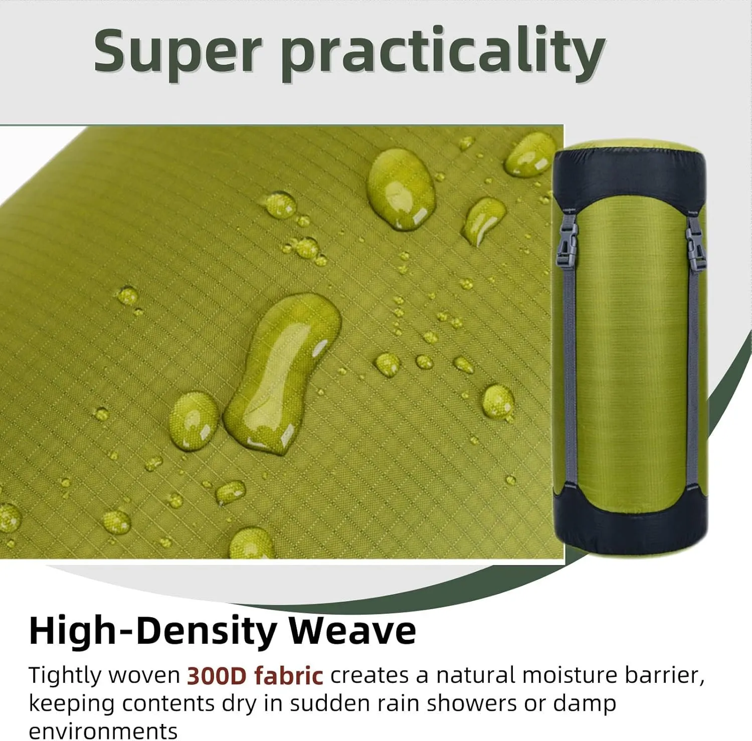 Lightweight Compression Sack,11L/18L/30L/45L/52L,Lightweight Sleeping Bag Compression Sack Great for Backpacking, Hiking and Camping,Black/Green.