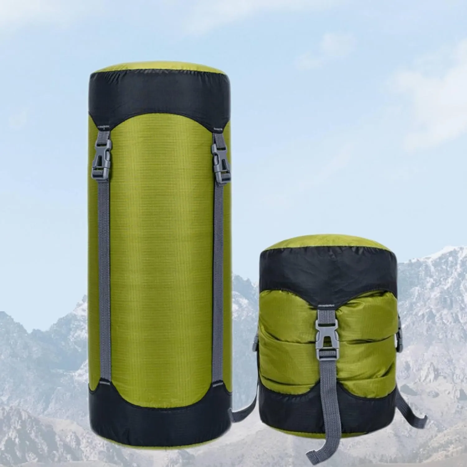 Lightweight Compression Sack,11L/18L/30L/45L/52L,Lightweight Sleeping Bag Compression Sack Great for Backpacking, Hiking and Camping,Black/Green.