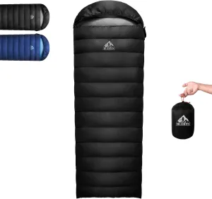 Lightweight Sleeping Bag for Adults. 59-24°F.Weighs only 1.85/2.68lb. Down Sleeping Bag for Hiking, Camping, Mountaineering, Adventure and Backpacking.