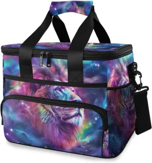 Lion Glaxy Animal Head Cooler Bag Insulated Cooler Soft Sided Cooler 24 Can Portable Picnic Bag Large Leakproof Lunch Bag Box for Beach Grocery Camping Travel Car Men Women