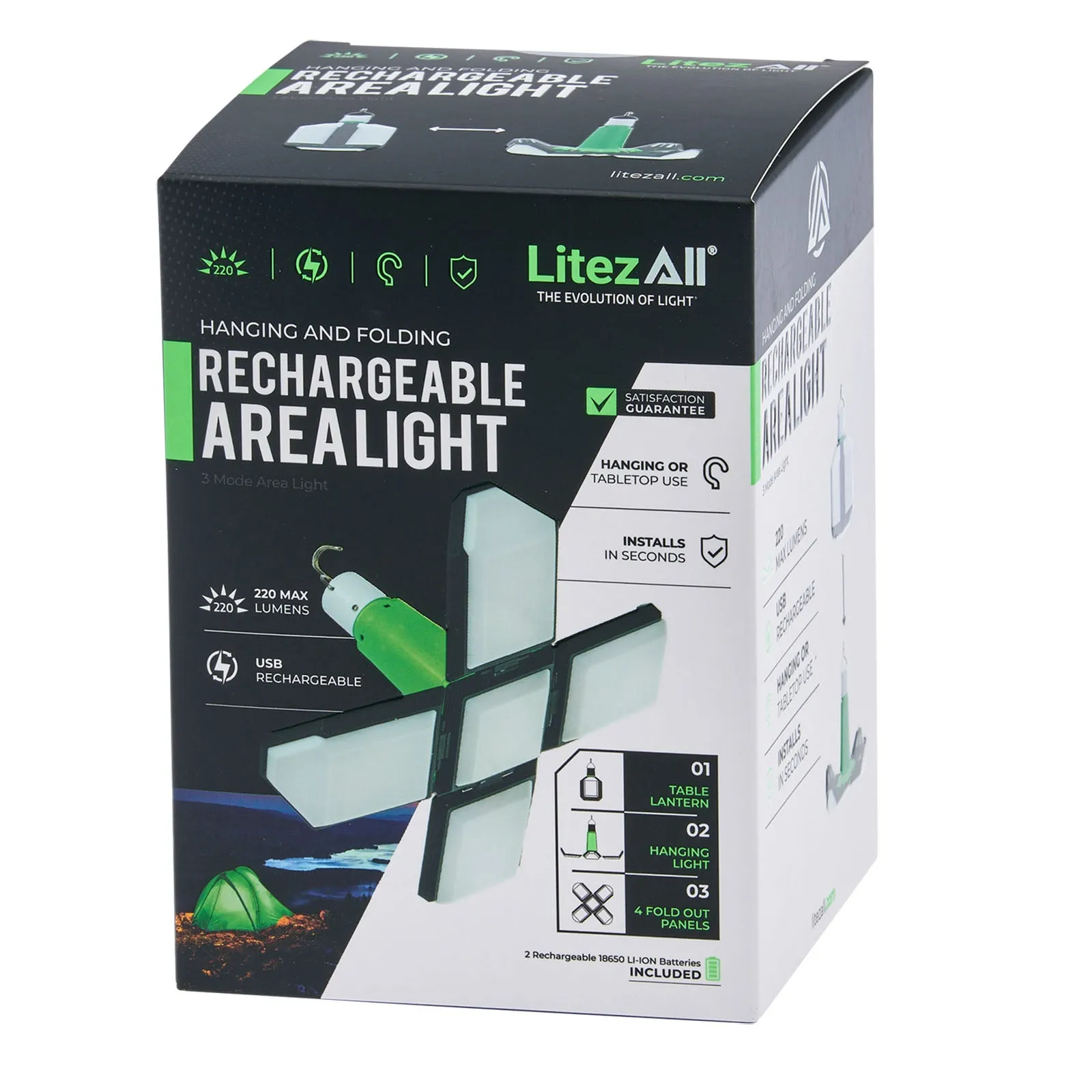 LitezAll Rechargeable Lantern with Fold-Out Panels