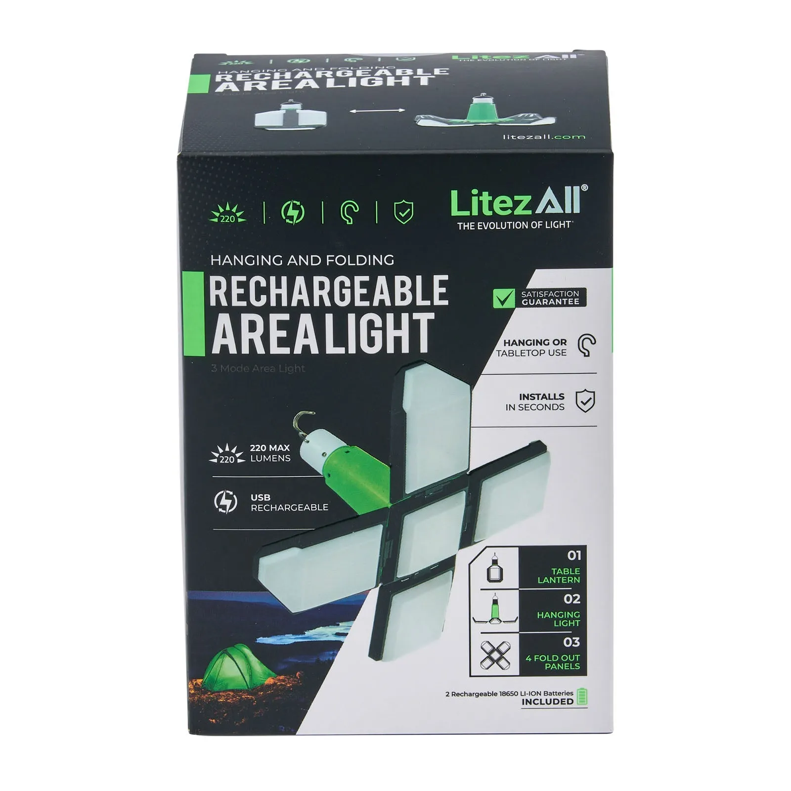 LitezAll Rechargeable Lantern with Fold-Out Panels