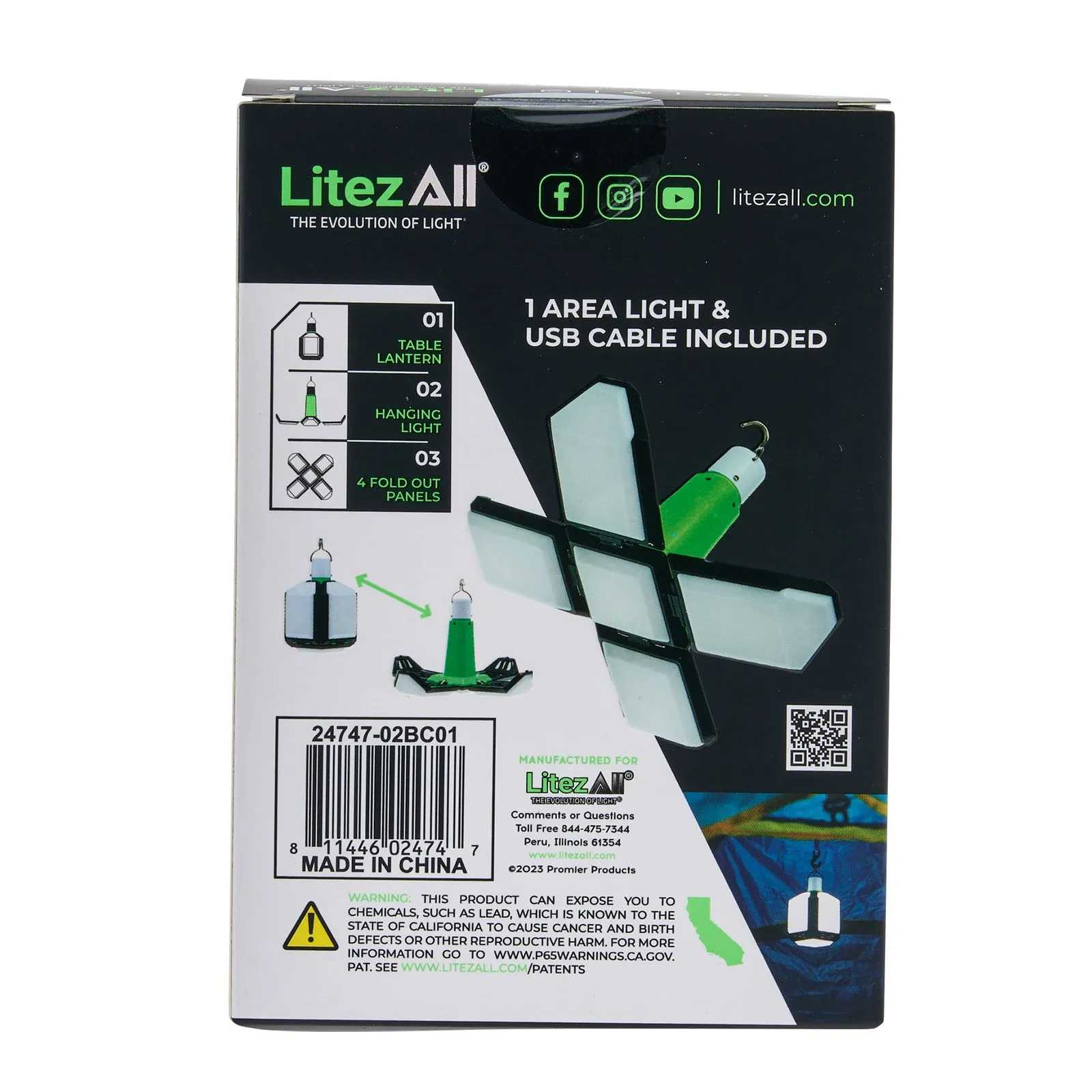 LitezAll Rechargeable Lantern with Fold-Out Panels