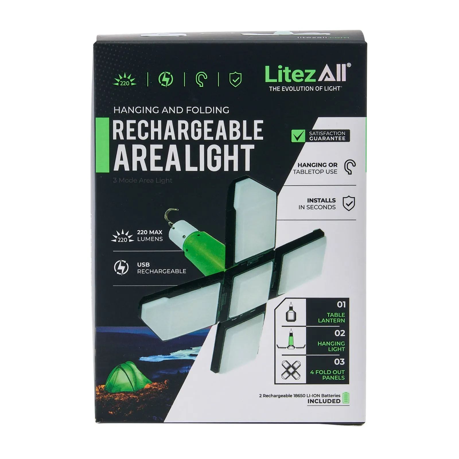 LitezAll Rechargeable Lantern with Fold-Out Panels