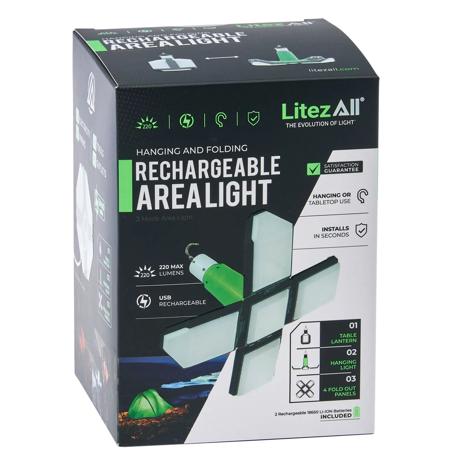 LitezAll Rechargeable Lantern with Fold-Out Panels