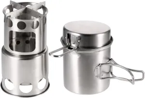 Lixada Camping Equipment, Portable Outdoor Cooking Pots and Pans Set, Stainless Steel Camping cookware set, 2PCS Camping Cookware with a Mesh Pouch