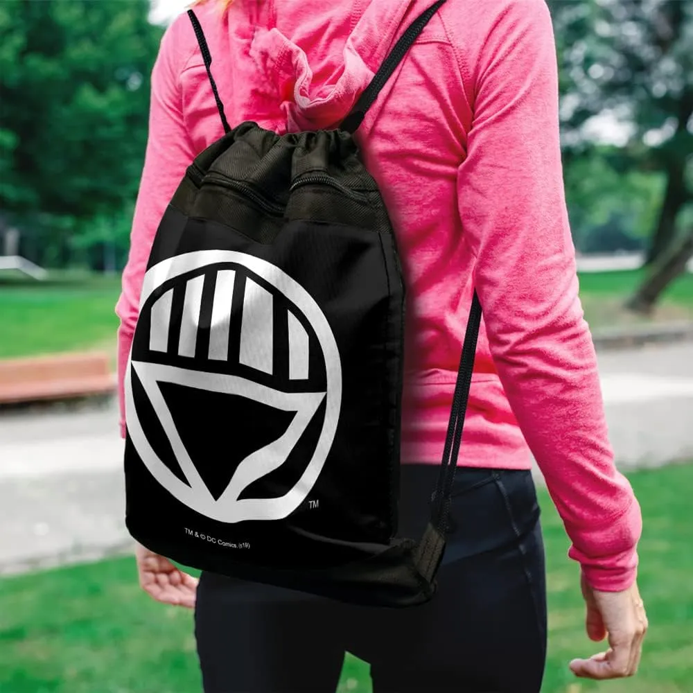 LOGOVISION Green Lantern Blackest Night Black Lantern Logo Drawstring Backpack Sports Bag Sackpack 17" x 13", Perfect for Gym, Yoga or Practice