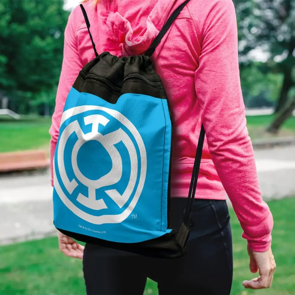 LOGOVISION Green Lantern Blackest Night Blue Lantern Logo Drawstring Backpack Sports Bag Sackpack 17" x 13", Perfect for Gym, Yoga or Practice