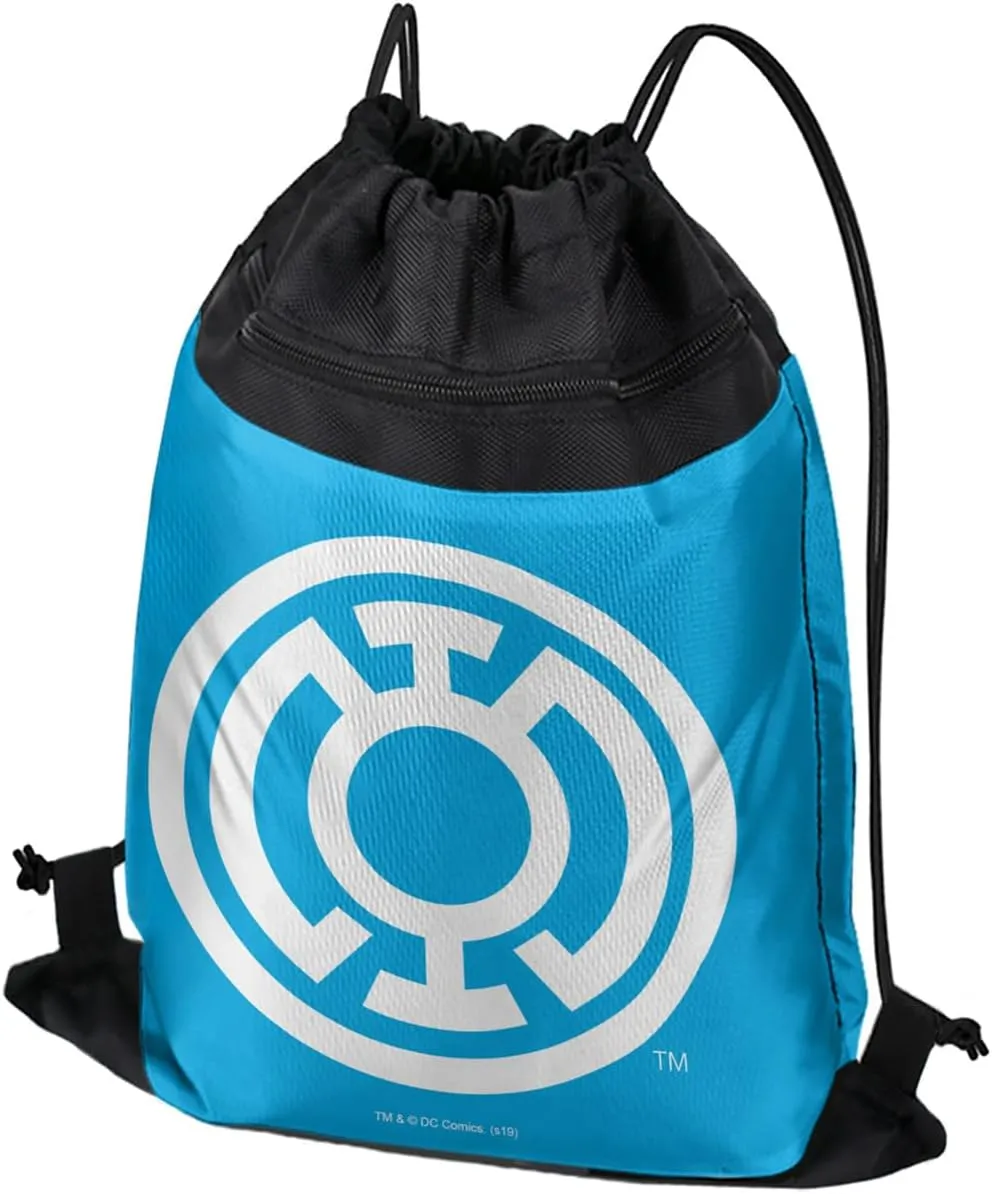 LOGOVISION Green Lantern Blackest Night Blue Lantern Logo Drawstring Backpack Sports Bag Sackpack 17" x 13", Perfect for Gym, Yoga or Practice